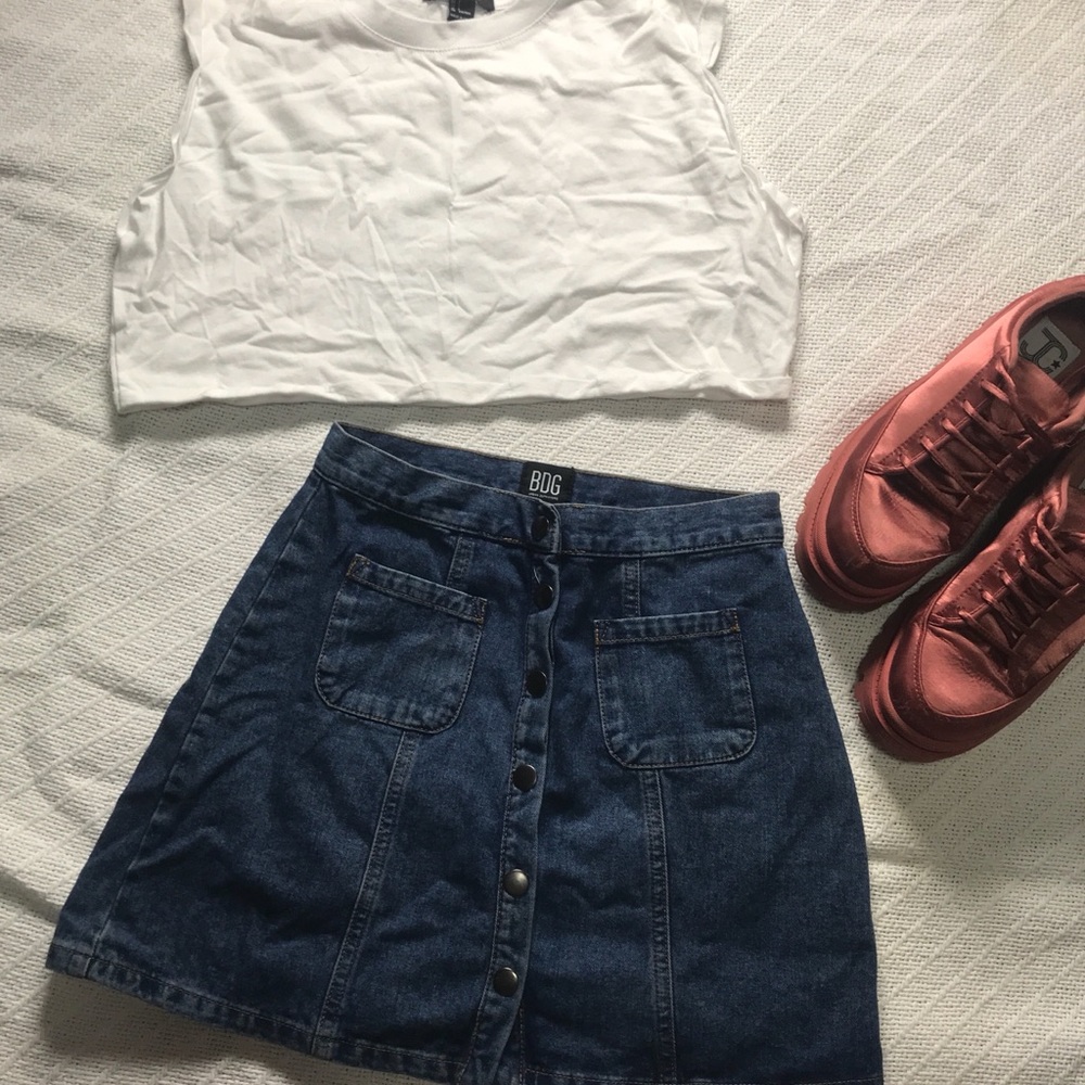Button Up Denim Skirt